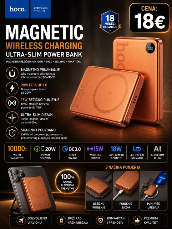 Hoco Magnetic 10,000 Ultra Slim PowerBank